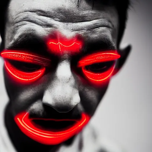 Image similar to a man with red glowing eyes