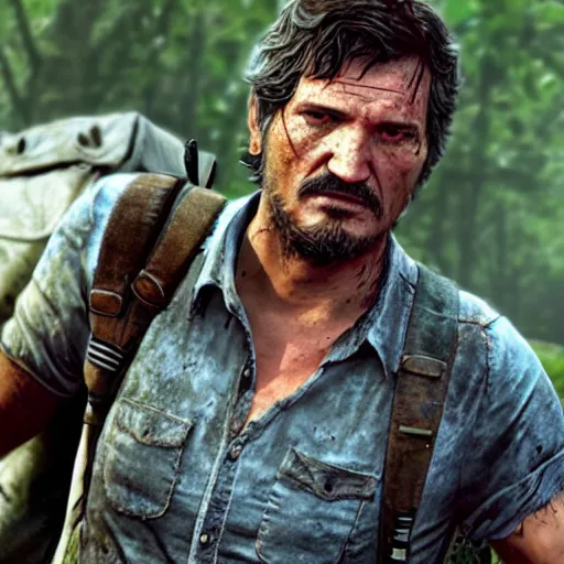 Pedro Pascal as Joel,still from The Last Of Us TV show, Stable Diffusion