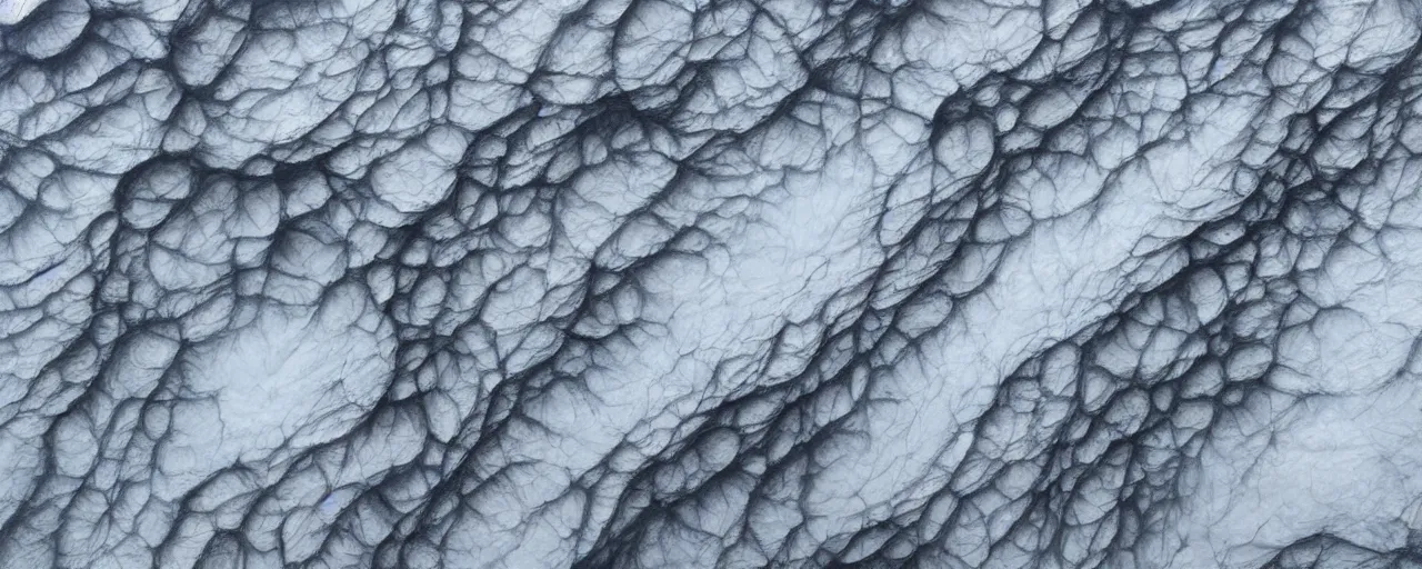 Prompt: A canyon of ice on a different planet. The surface is made entirely out of tan and white ice. The sky is black. Classic painting, award winning, highly detailed.