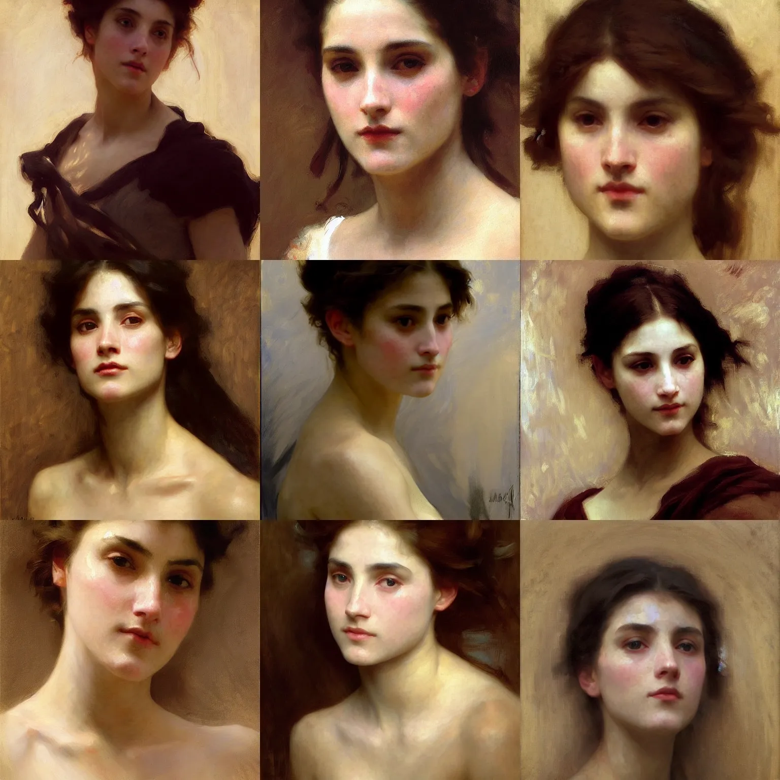 Prompt: finished painting of a beautiful womans face, by john singer sargent!!!!, william adolphe bouguereau, waterhouse, craig mullins, ruan jia