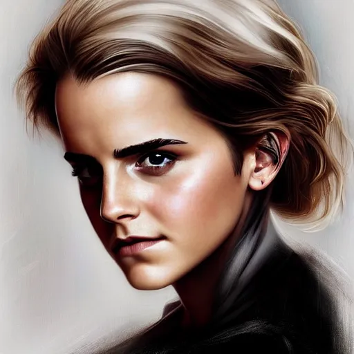 Image similar to emma watson Perfectly-centered portrait-photograph of a real life god from heaven, lifelike, super highly detailed, professional digital painting, artstation, concept art, Unreal Engine 5, Photorealism, HD quality, 8k resolution, cinema 4d, 3D, beautiful, cinematic, art by artgerm and greg rutkowski and alphonse mucha and loish and WLOP