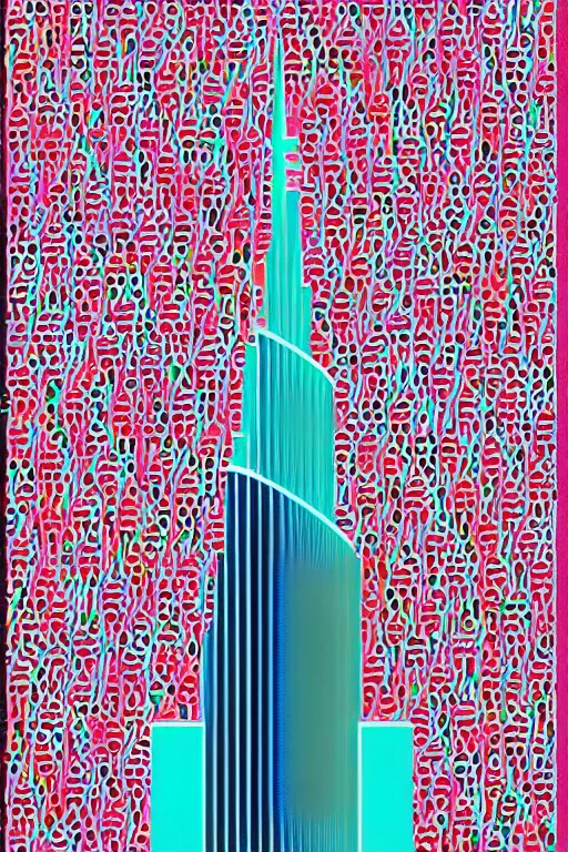 Image similar to minimalist boho style art of colorful burj khalifa, illustration, vector art