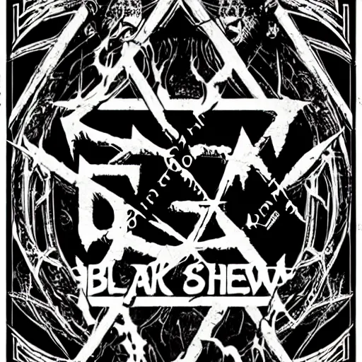 Image similar to black metal show flyer, black metal logos, unreadable, 3 band lineup, local bar, d. i. y. venue