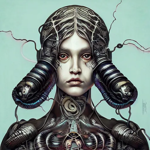 Prompt: Lofi Giger Lovecraft Lovecraftian BioPunk Shakira portrait Pixar style by Tristan Eaton Stanley Artgerm and Tom Bagshaw