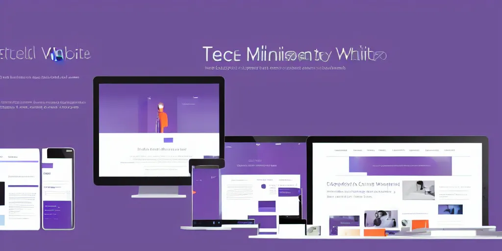 Prompt: minimalist website design, technology themed, blue tones, white tones, black tones, purple and orange gradients