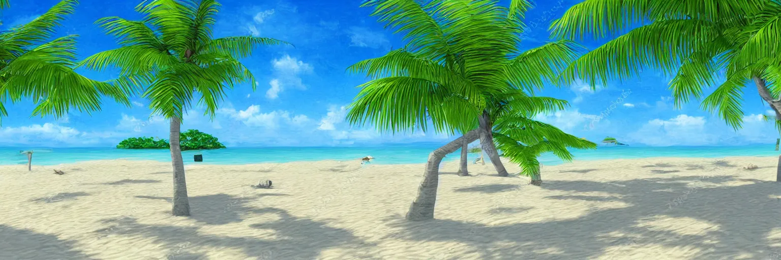 Image similar to Rendering of a tropical beach scene