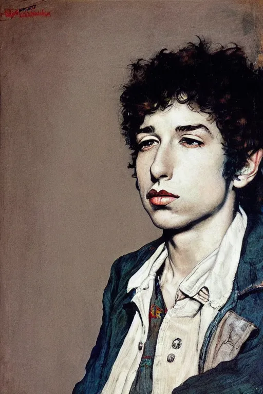 Prompt: “portrait of young bob dylan, by Norman Rockwell”