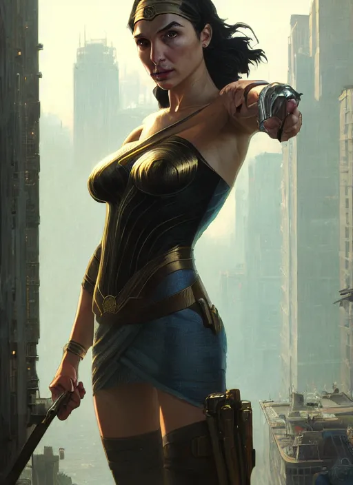 Image similar to Highly detailed portrait of Gal Gadot, in GTA V, Stephen Bliss, unreal engine, fantasy art by Greg Rutkowski, Loish, Rhads, ferdinand knab, Makoto Shinkai and Lois van baarle, ilya kuvshinov, rossdraws, Tom Bagshaw, alphonse mucha, global illumination, radiant light, detailed and intricate environment