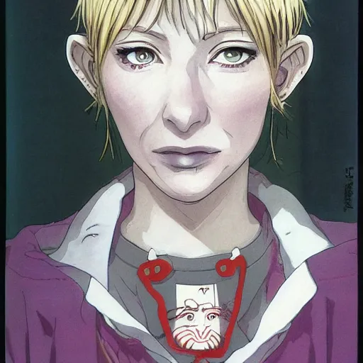 Prompt: An anime portrait of cate blanchett ,by Katsuhiro Otomo