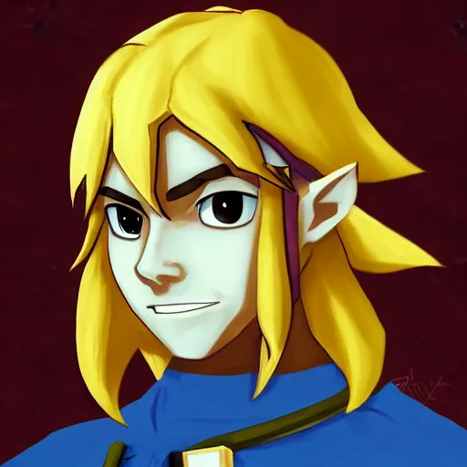 Image similar to portrait from link from the legend of zelda, trending on artstation