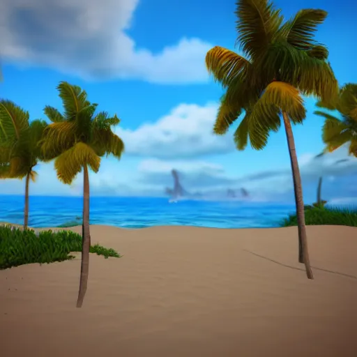 Image similar to very beautiful beach landscape, unreal engine