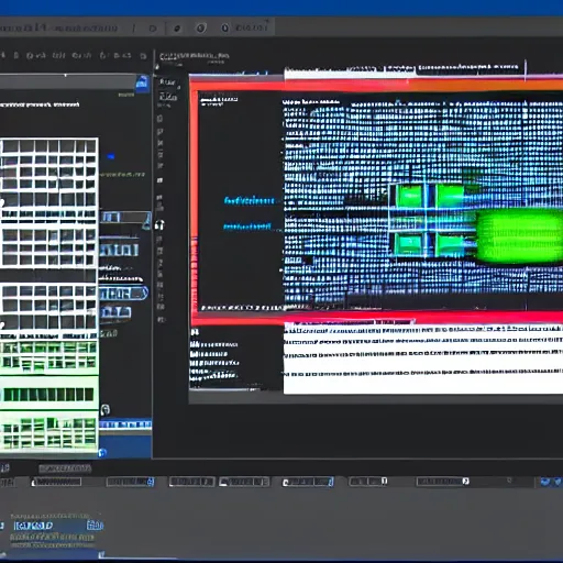 Image similar to futuristic programming ide, powered by ai, from sci - fi movie.