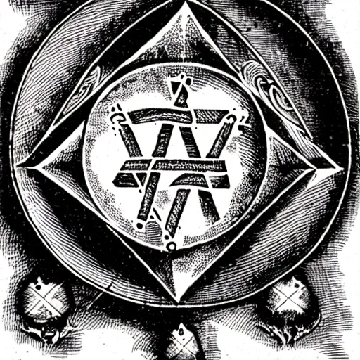 Image similar to philosopher's stone, alchemical engraving