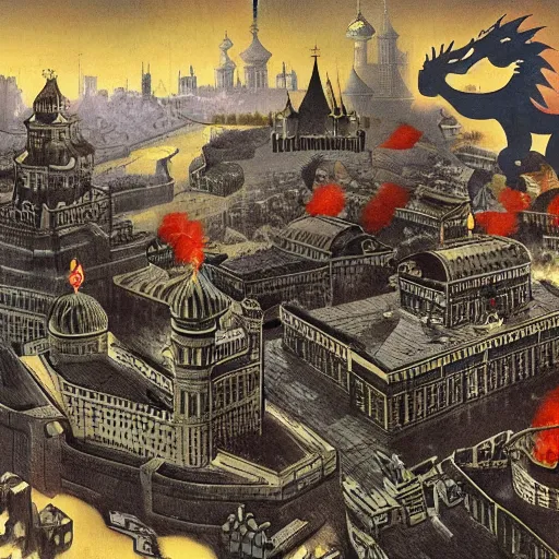 Image similar to Dragon invasion of Moscow,