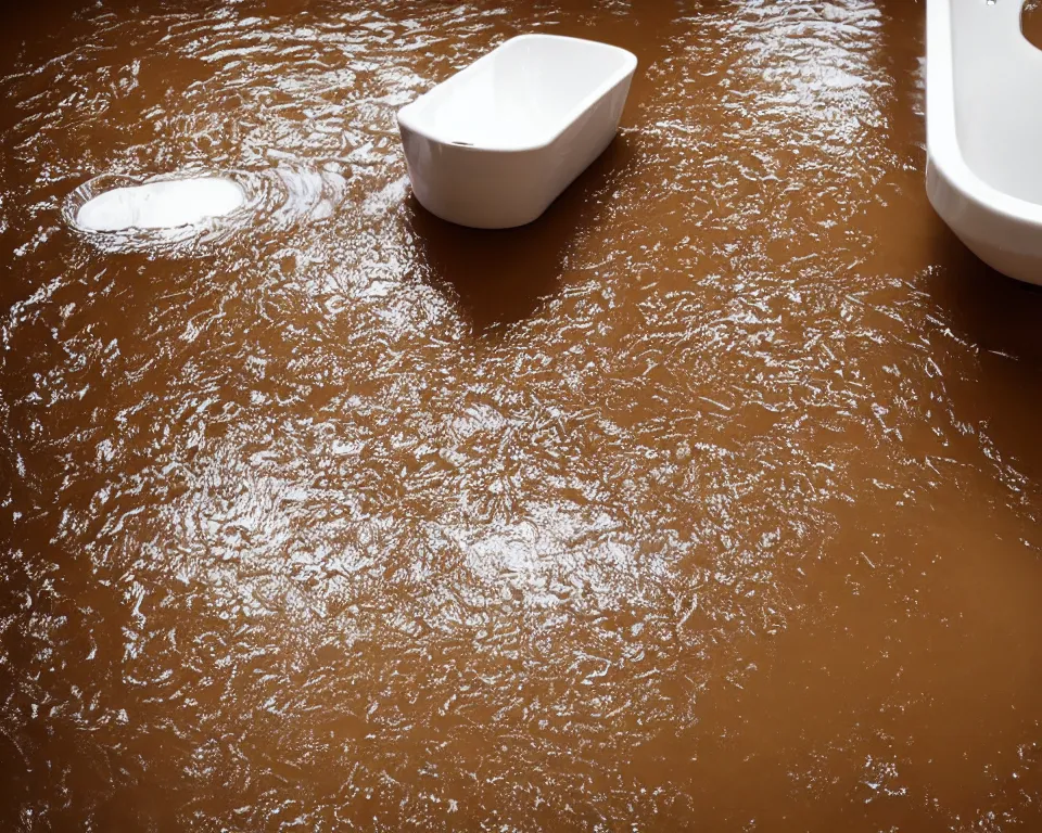 Image similar to flooded bathroom with brown water