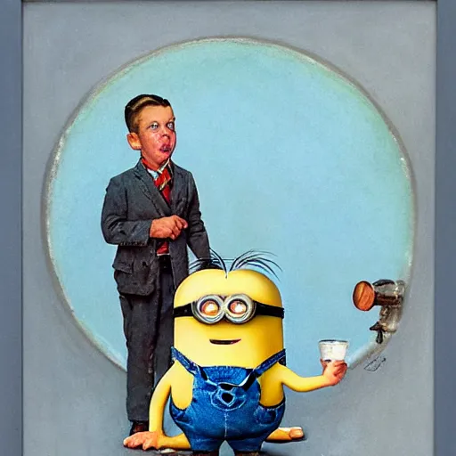 Image similar to a minion by norman rockwell