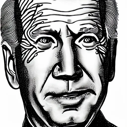 Prompt: joe biden face closeup, zentangle style