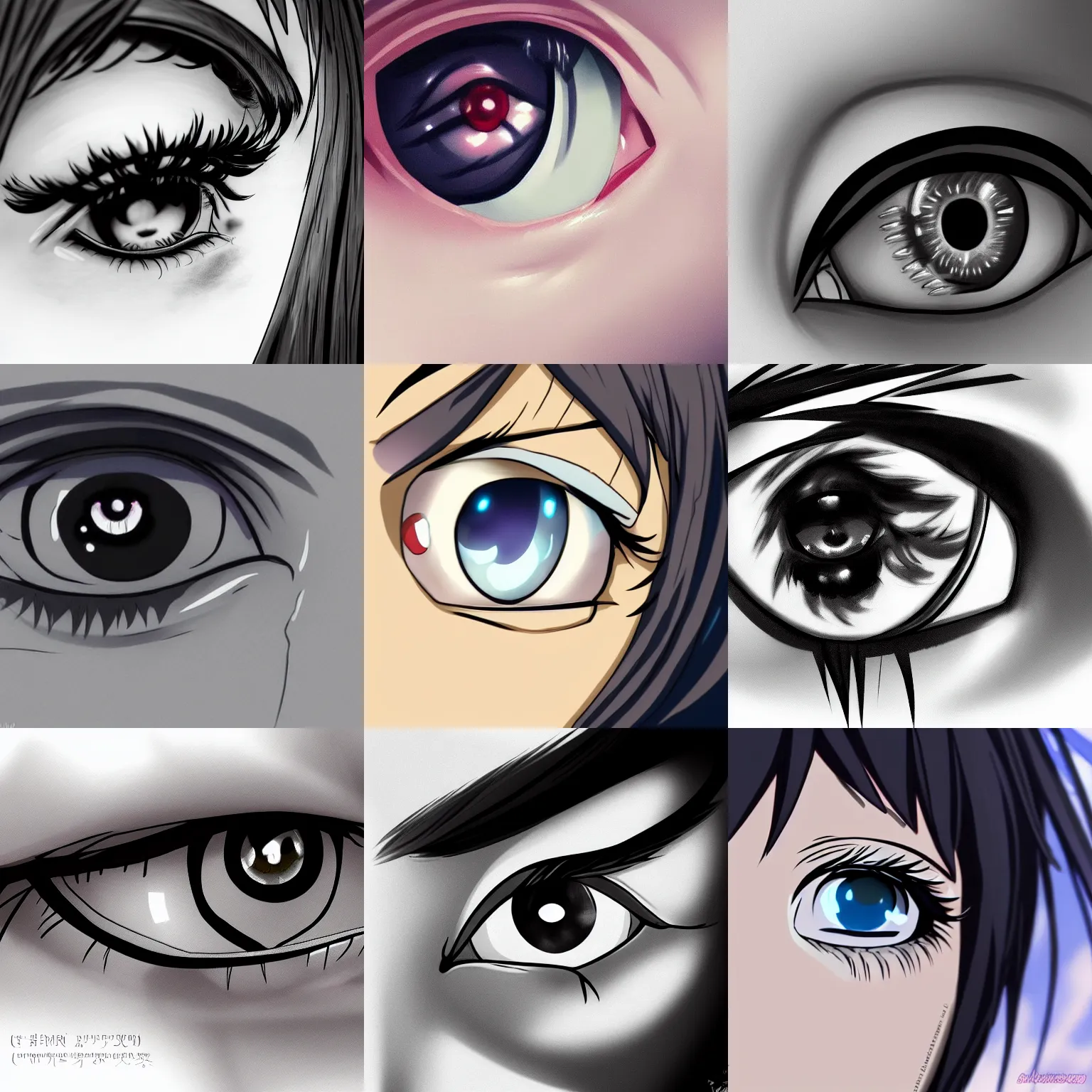 Prompt: extreme closeup anime of female eyes crying. trending on artstation. detailed
