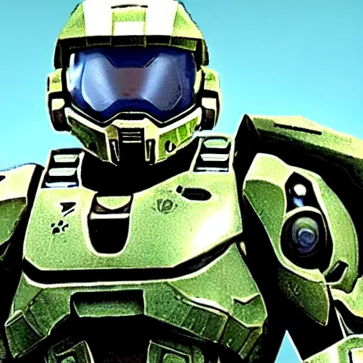 Image similar to master chief with playstation 1 graphics