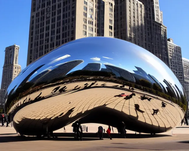 Image similar to the bean in chicago but it's a sausage