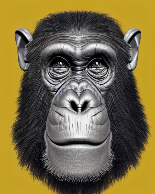 Image similar to very detailed high resolution illustration portrait of a chimpanzee head wearing a helmet, backlit, stars, night, surrounded, 3 d, 8 k, extremely detailed, artstation, award winning