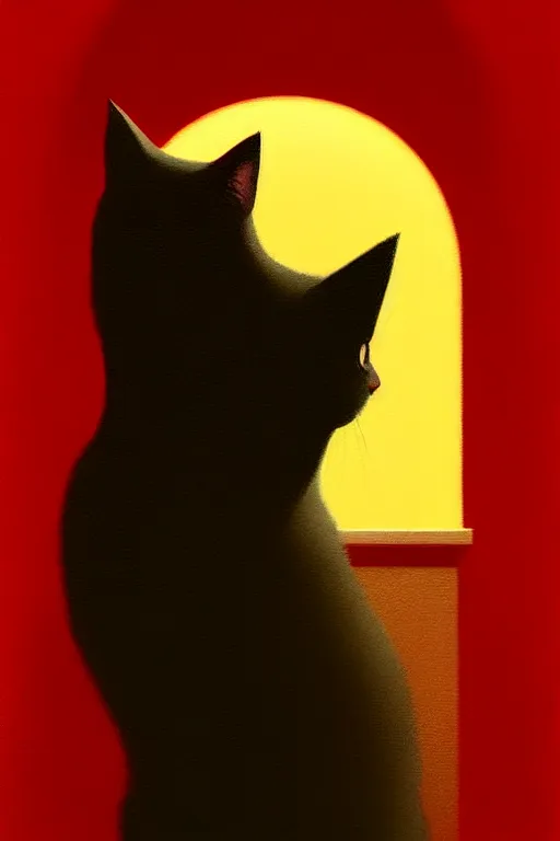 Image similar to cat logo, edward hopper and james gilleard zdzislaw beksisnski higly detailed