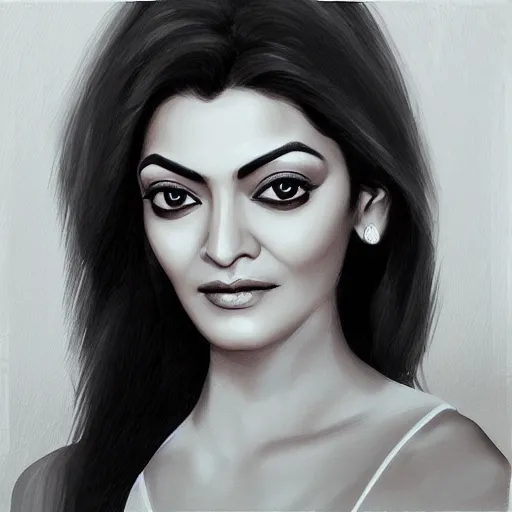 Image similar to “A dreamy masterpiece portrait of Sushmita Sen , artstation”