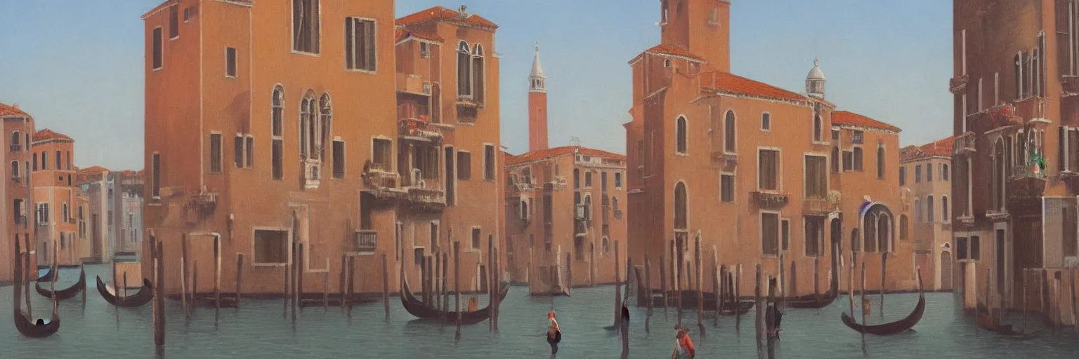 Prompt: venice cityscape oil painting magritte