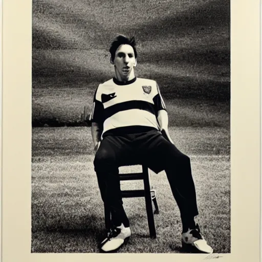 Prompt: a portrait of lionel messi in a scenic environment by vito acconci