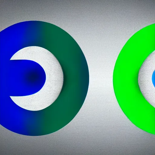 Image similar to A green and blue yin-yang logo with the word Yin-Yang written around it