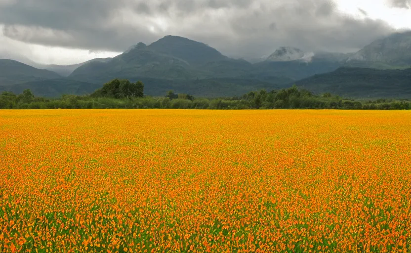 Image similar to a field of golden poppies, photography