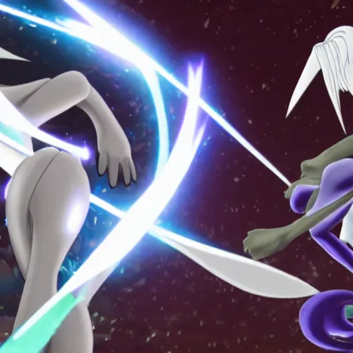 Image similar to Mewtwo vs Sephiroth, smash screenshot