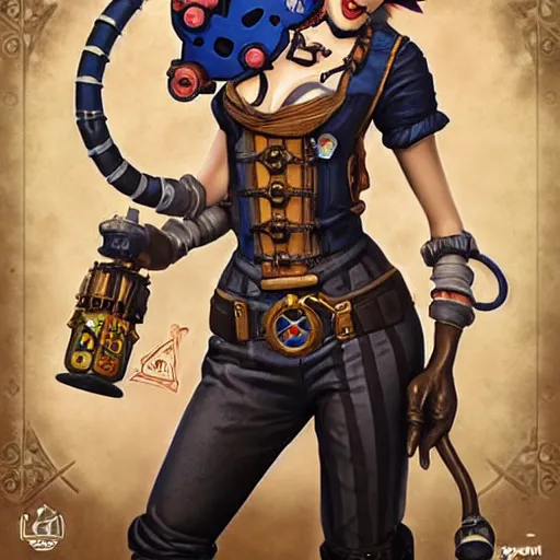 Image similar to lofi underwater bioshock steampunk jinx from league of legends, Pixar style, by Tristan Eaton Stanley Artgerm and Tom Bagshaw.