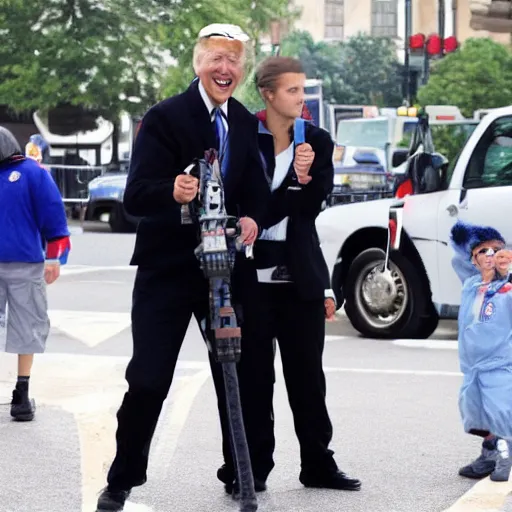 Image similar to Joe Biden as a ghostbuster