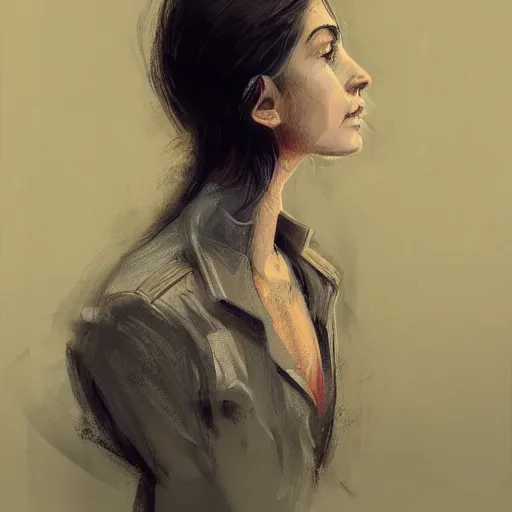 Prompt: Portrait of a woman by Greg Rutkowski, she is about 30 years old, middle eastern features, freckles, black straight hair, attractive, annoying sister vibes, she is wearing blue utilitarian jumpsuit, highly detailed portrait, digital painting, artstation, concept art, smooth, sharp foccus ilustration, Artstation HQ.