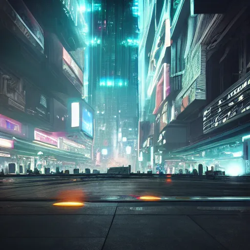 Image similar to ghost under a sheet floating over futuristic metropolis sidewalk, at night, bright neon city lights, blade runner, trending on artstation, matte finish, volumetric lighting, 8k, 4k