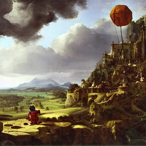 Image similar to a Happy frog by Ansel Adams and Bernardo Bellotto, oil on canvas, artstation, dramatic scenery, masterpiece, aesthetic