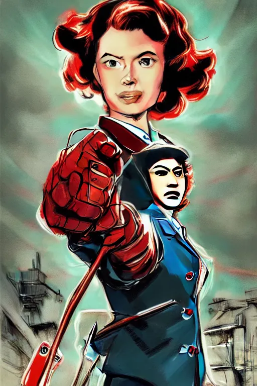 Image similar to Agent carter illustration concept art in the style of Amano, Yoshitaka