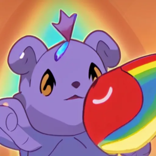 Image similar to dedenne holding a rainbow gem