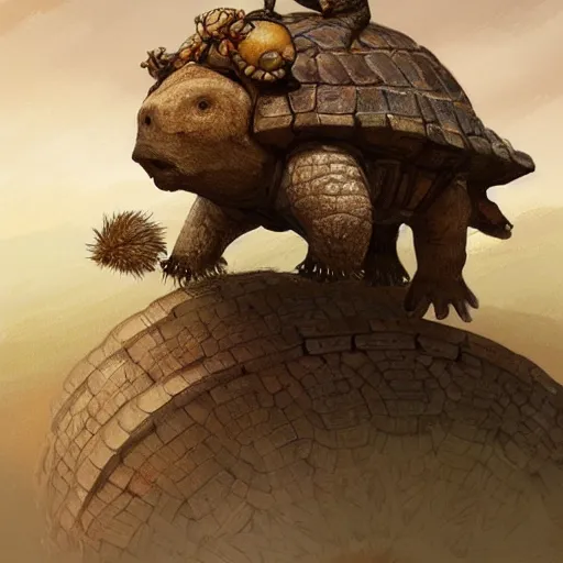 Image similar to incan riding a glyptodon, fullbody, fantasy, intricate, elegant, highly detailed, digital painting, artstation, longspear, concept art, smooth, sharp focus, illustration, art by greg rutkowski and justin gerard