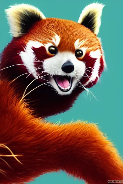 Image similar to red panda playing xbox one, animation pixar style, by pendleton ward, magali villeneuve, artgerm, rob rey and kentaro miura style, golden ratio, trending on art station