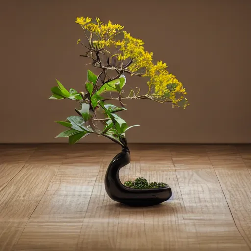 Prompt: a photo of 8k Ikebana, ohararyu, full body, wide angle, sony a7r3, ultra detail, photorealistic, in simple background