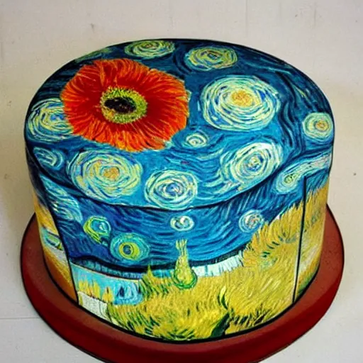 Image similar to birthday cake painting by van gogh