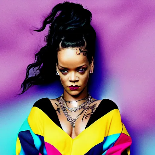 Prompt: album cover of Rihanna's next album, unique, creative, 4k, gorgeous!! colorful