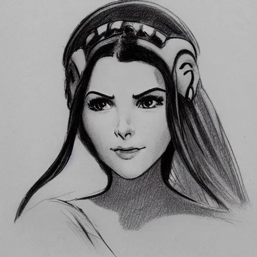 Image similar to milt kahl sketch of victoria justice as princess padme from star wars episode 3