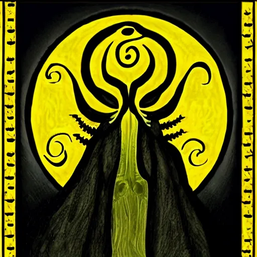 Prompt: hastur! the king in yellow!!, inspired by pablo picaso