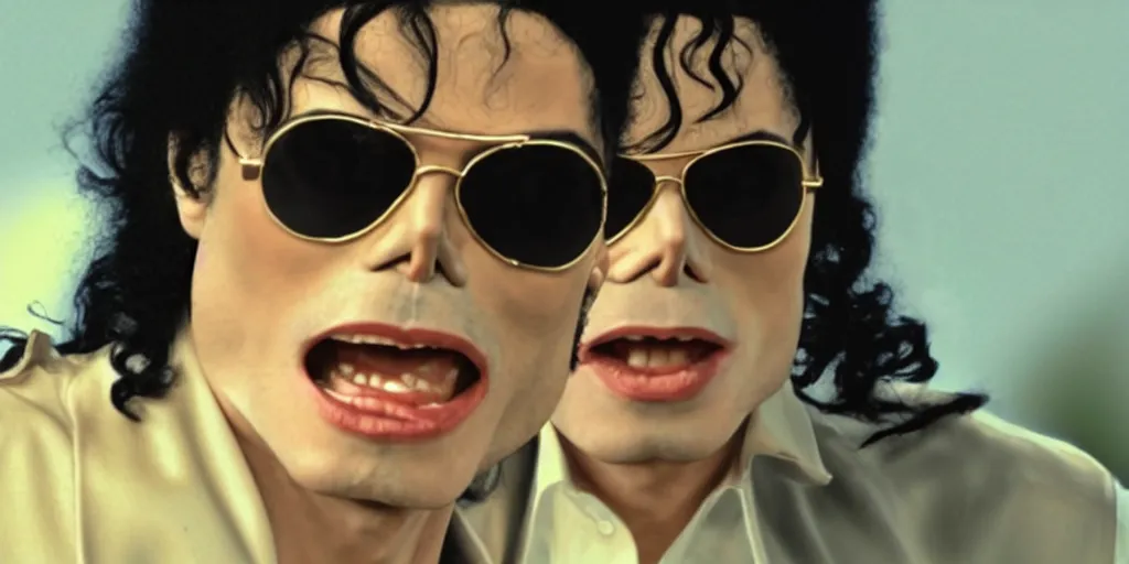 Image similar to michael jackson by himself 2 0 0 9 style wearing shades, studio solo, this is it style, photo real, pores, motion blur, solo, by himself, heroic pose, real life, spotted, ultra realistic face, accurate, 4 k, movie still, uhd, sharp, detailed, cinematic, render, modern