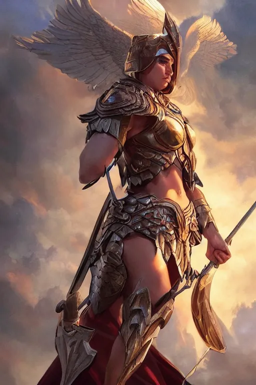 Image similar to amazon valkyrie athena, d & d, fantasy, portrait, highly detailed, headshot, digital painting, trending on artstation, concept art, sharp focus, illustration, art by artgerm and greg rutkowski and magali villeneuve