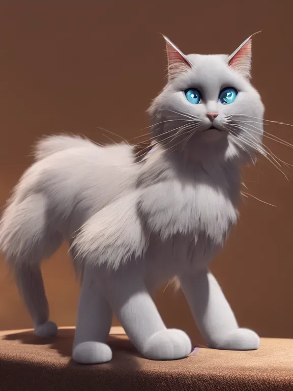 Prompt: A cartoon Ragdoll cat,pixar animation,hyper detailed, studio lighting, artstation, octane renderer, unreal engine, lovely, beauty