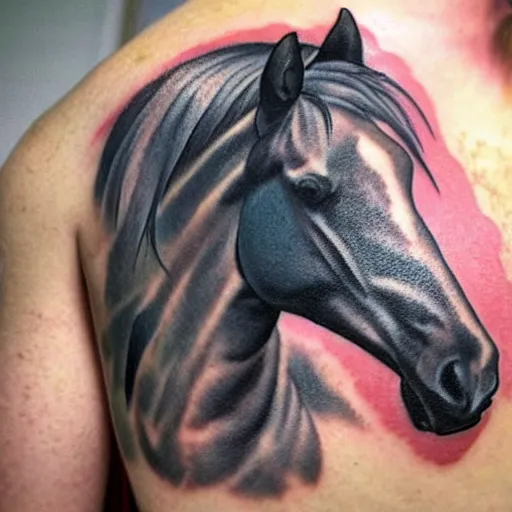 Prompt: a horse with anime tattoos